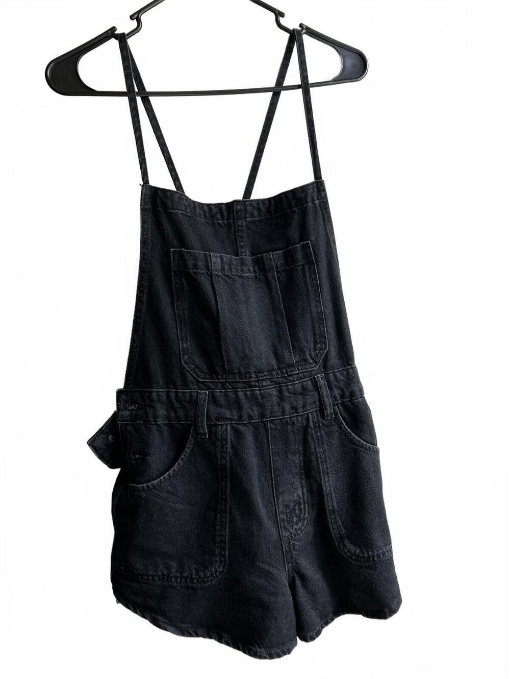 NWOT BLACK We The Free Canyonland Shortalls Denim Romper Small